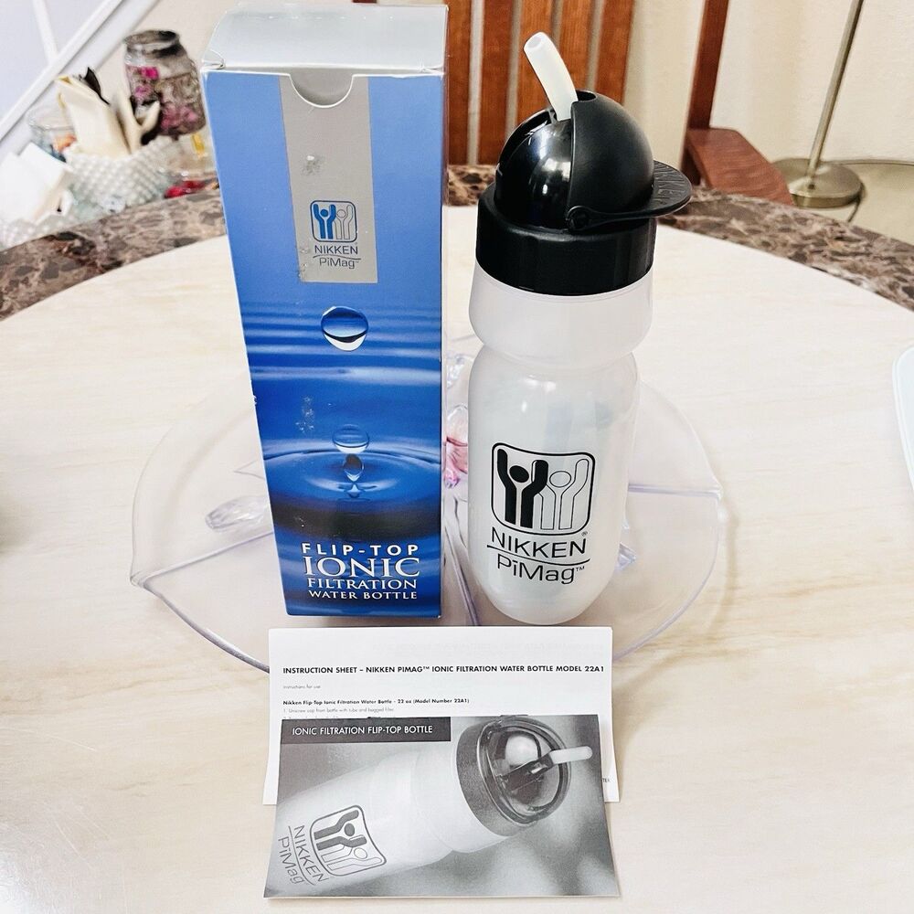 NIKKEN PiMag Flip-Top IONIC FILTRATION Water Bottle 22oz Model 22A1